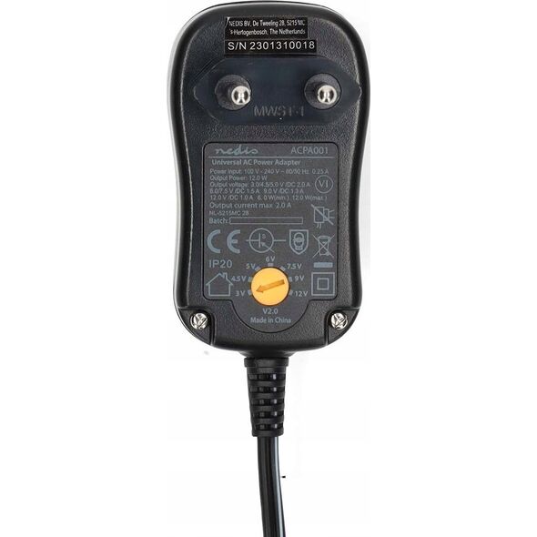 Nedis Nedis ACPA001 adapter zasilający/ inwentor Wewnętrzna 12 W Czarny