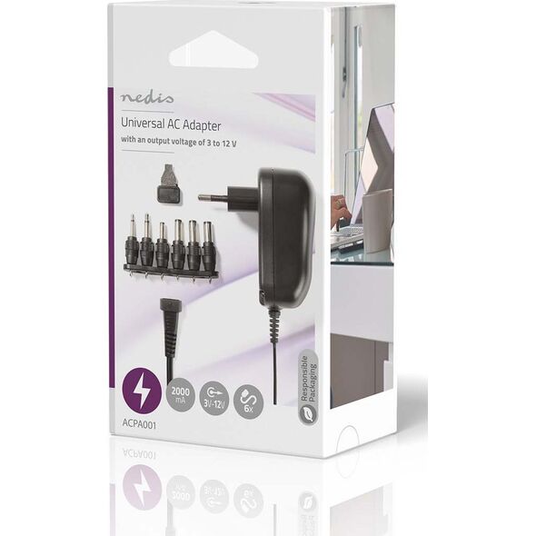 Nedis Nedis ACPA001 adapter zasilający/ inwentor Wewnętrzna 12 W Czarny