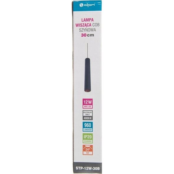 DPM Lampa wisząca szynowa, 12 W, 753 lm, 4000 K, 30 cm, czarna, X-LINE