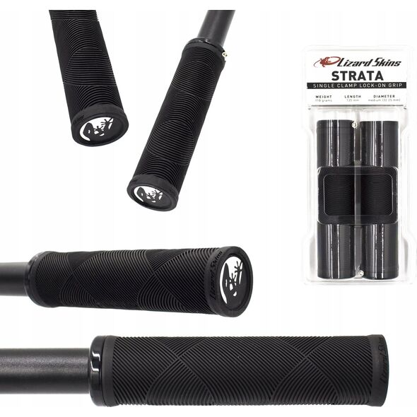 Lizard Skins Chwyty kierownicy LIZARDSKINS Single-Clamp Lock-On STRATA jet black klamry 130mm (NEW)