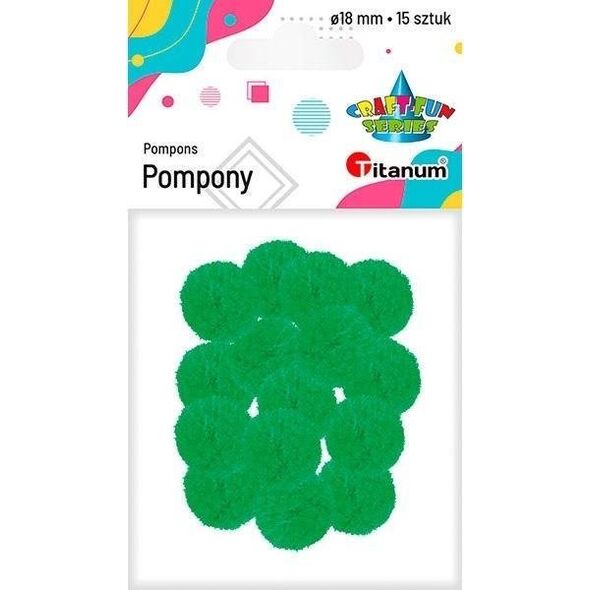 Titanum Pompony poliestrowe 18mm zielone 15szt