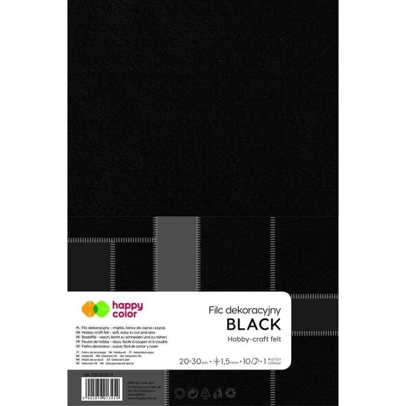 GDD Filc dekoracyjny czarny 10szt HAPPY COLOR