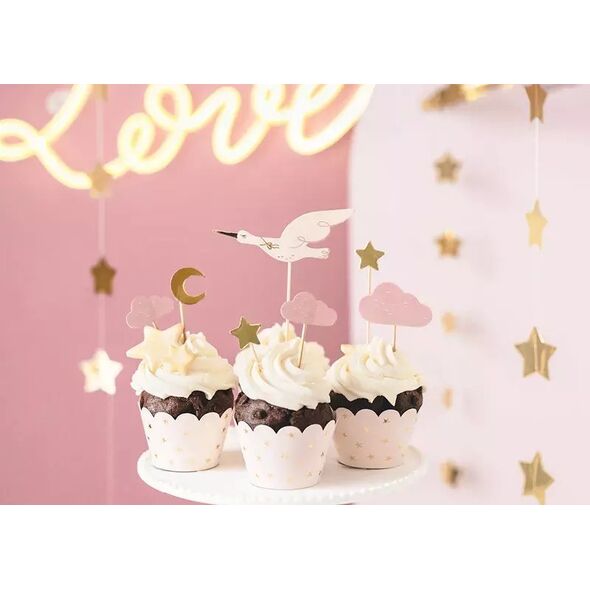 Party Deco Dekoracje do muffinek Bocian 11-12cm 7szt