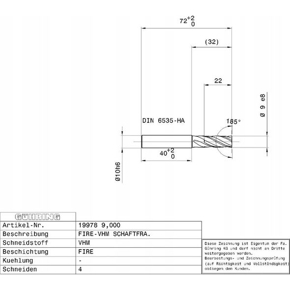Ghring Carbide milling cutter GUHRING HA 18.0 mm