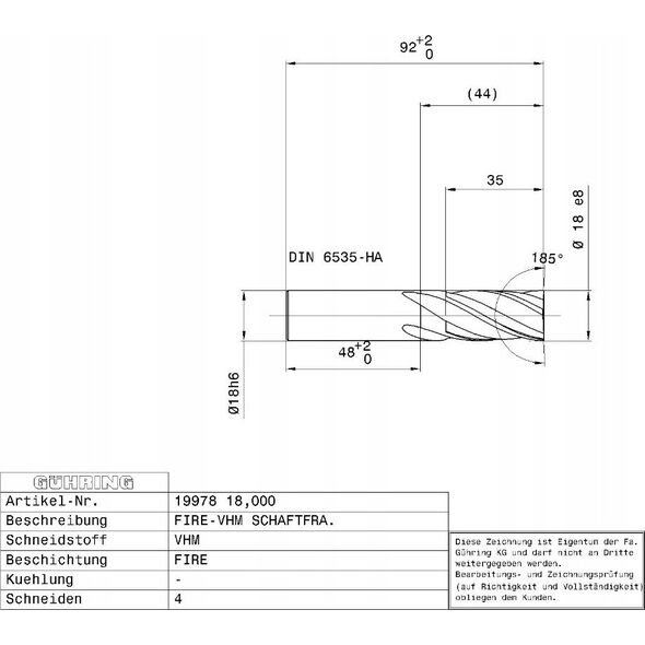 Ghring Carbide milling cutter GUHRING HA 14.0 mm