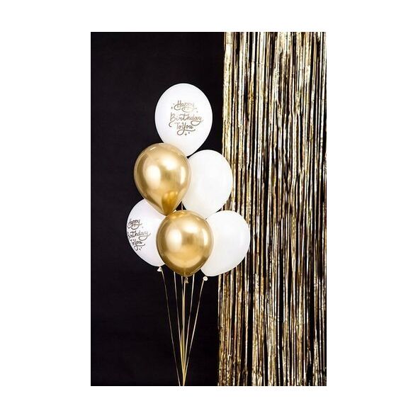 Teka Balony ze złotym nadrukiem Happy Birthday 5szt