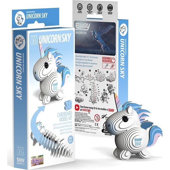Fat Brain Toys Jednorożec Błękitny Eugy. Eko Układanka 3D