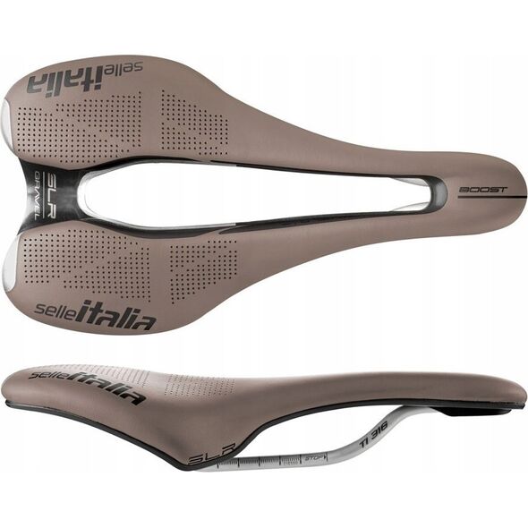 Selle Italia Siodło SELLE ITALIA SLR BOOST GRAVEL TI316, Superflow S (id match - S3), TI 316 Rail, Fibra-Tek, Light Gel, 204g, Brązowe (NEW)
