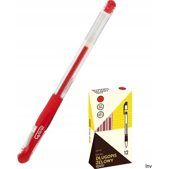 Teka Długopis żelowy GR-101 czerwony (12szt)