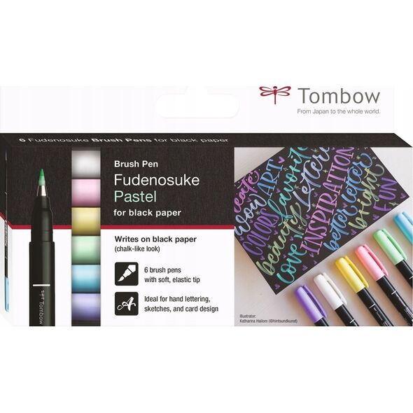 Teka Flamastry pędzelkowe Fudenosuke pastel.. 6 kolorów