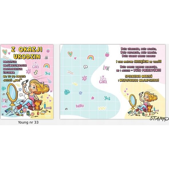 Stamp Karnet Young B6 + koperta wzór nr 33 Urodziny