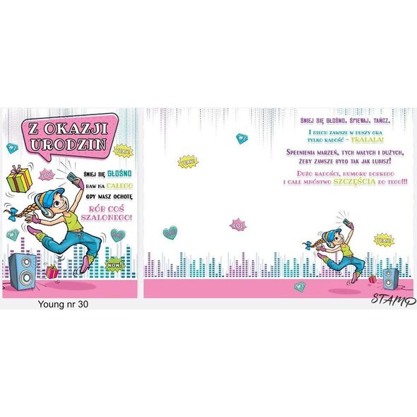 Stamp Karnet Young B6 + koperta wzór nr 30 Urodziny