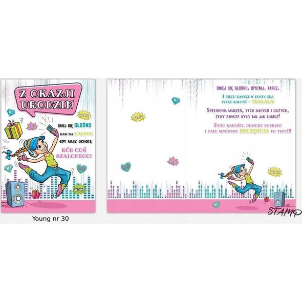 Stamp Karnet Young B6 + koperta wzór nr 30 Urodziny