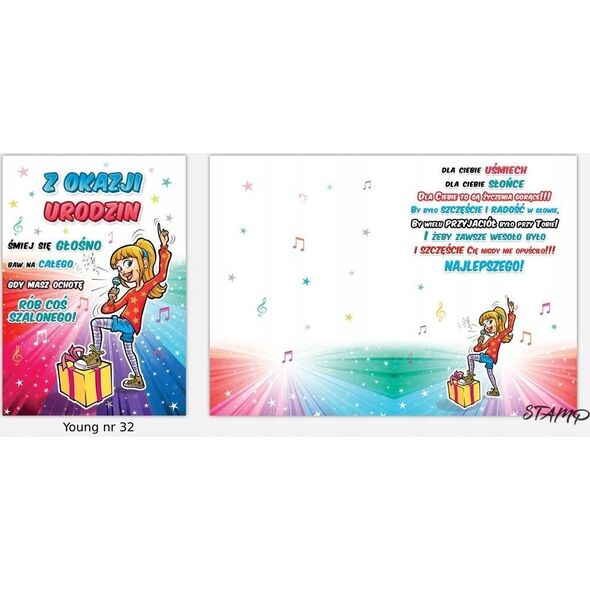 Stamp Karnet Young B6 + koperta wzór nr 32 Urodziny