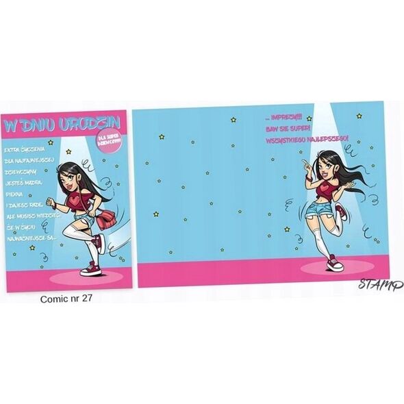 Stamp Karnet Comic B6 + koperta wzór nr 27 Urodziny