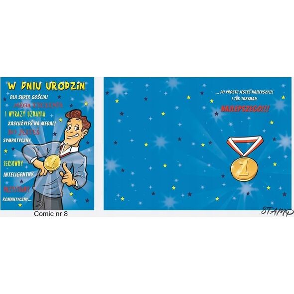 Stamp Karnet Comic B6 + koperta wzór nr 08 Urodziny