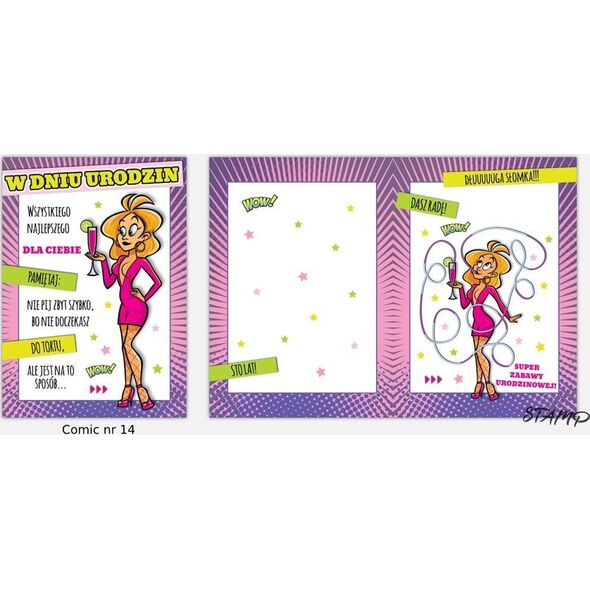 Stamp Karnet Comic B6 + koperta wzór nr 14 Urodziny