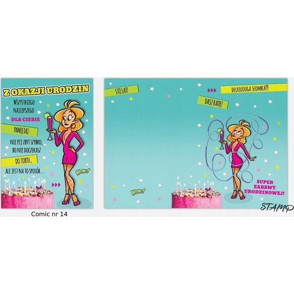 Stamp Karnet Comic B6 + koperta wzór nr 14 Urodziny