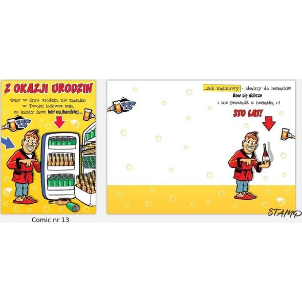 Stamp Karnet Comic B6 + koperta wzór nr 13 Urodziny