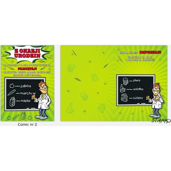 Stamp Karnet Comic B6 + koperta wzór nr 02 Urodziny