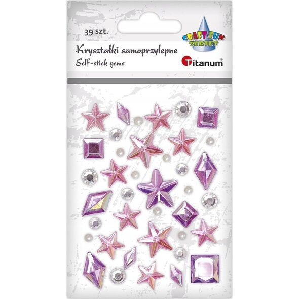 Titanum Kryształki samoprzylepne róż fiolet mix 39szt
