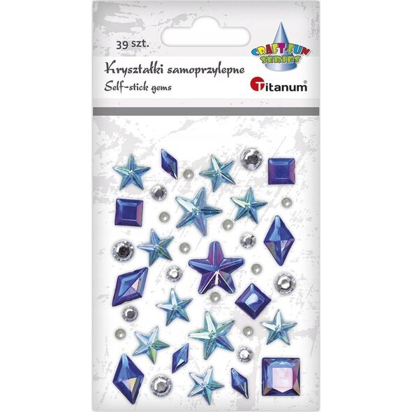 Titanum Kryształki samoprzylepne niebieskie mix 39szt