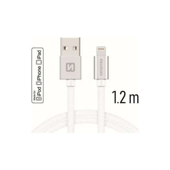 Kabel USB Swissten Data Cable Textile USB / Lightning MFI 1.2 M Silver