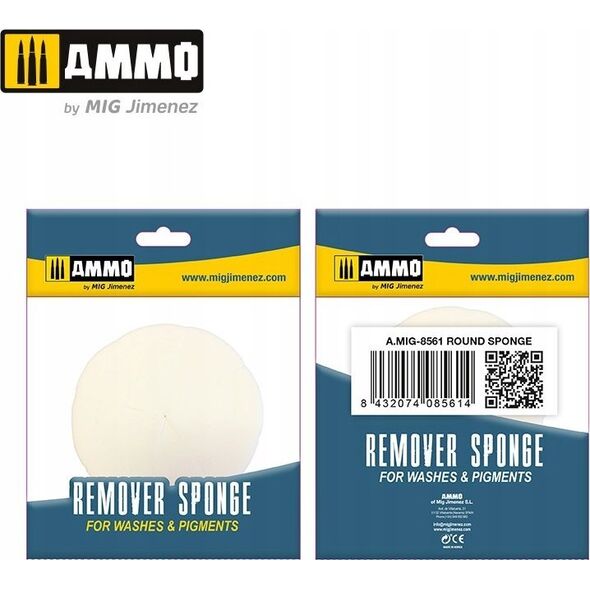 Vallejo Ammo: Remover Sponge for Washes & Pigments - Round Sponge (1)