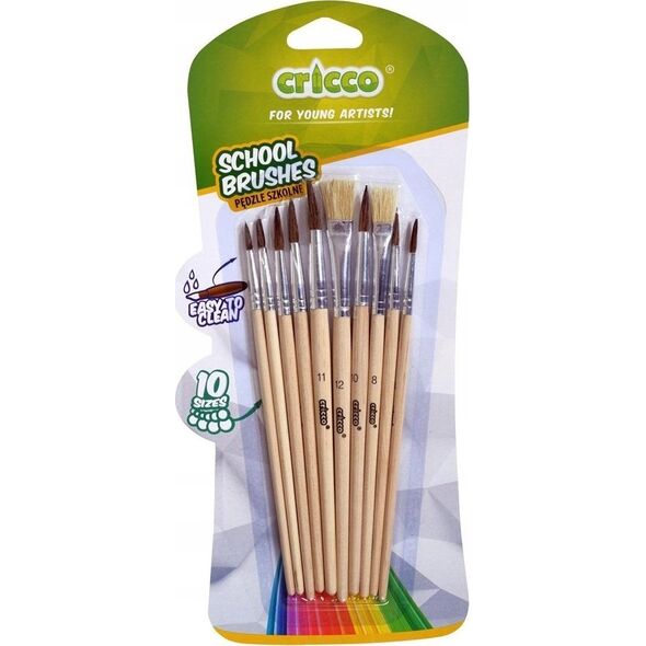Teka Pędzelki szkolne drewniane 10szt CRICCO