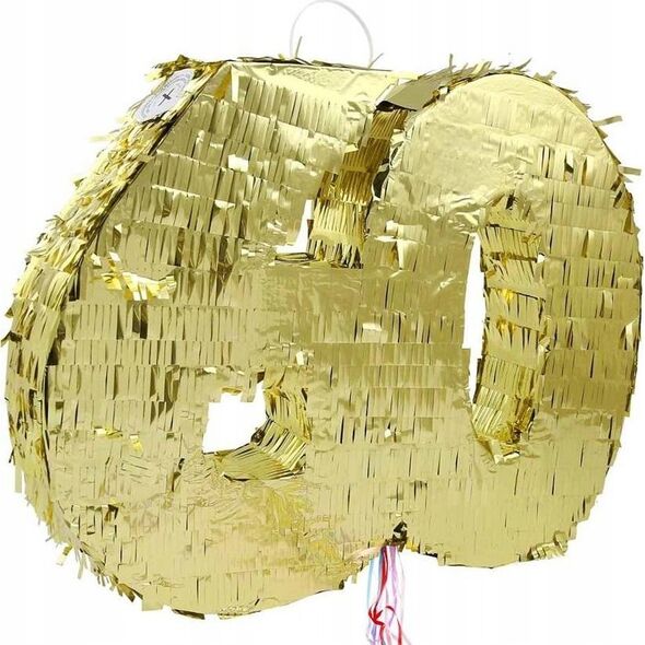GoDan Piniata cyfra 60 metaliczna złota foliowa 50x50cm