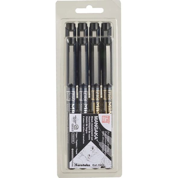 Artequipment ZIG CARTOONIST MANGAKA Black 8-set