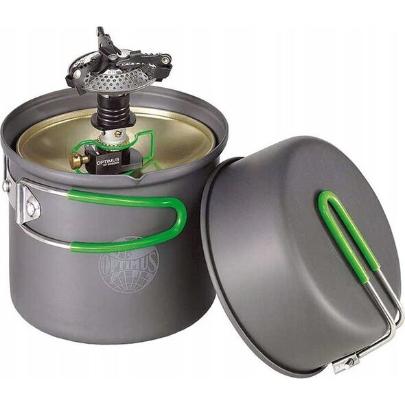 Optimus Optimus Crux Weekend cooking system, gas cooker (black/grey, with Weekend cooking set)