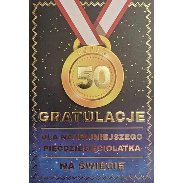 Yeku Karnet Urodziny 50 medal męskie