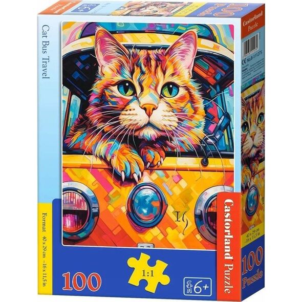 Castorland Puzzle 100 Cat Bus Travel CASTOR