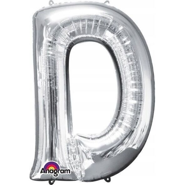 Balon foliowy litera D srebrna 62x86cm