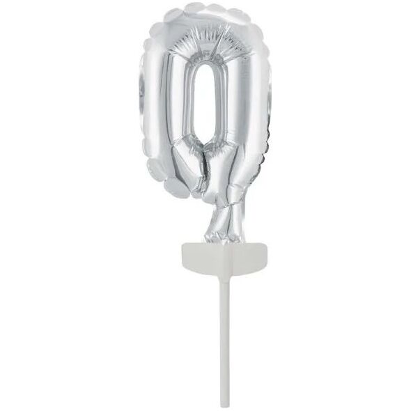 AMSCAN Balon foliowy mini cyfra 0 srebrna 7,5x12cm