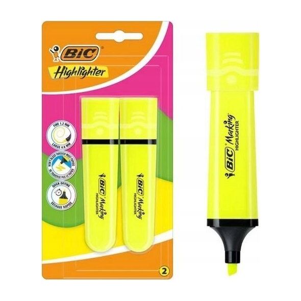 Teka Zakreslacz Flat żółty neon 2szt BIC