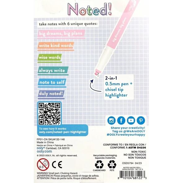 Teka Cienkopisy z zakre¶laczami 2w1 Noted!