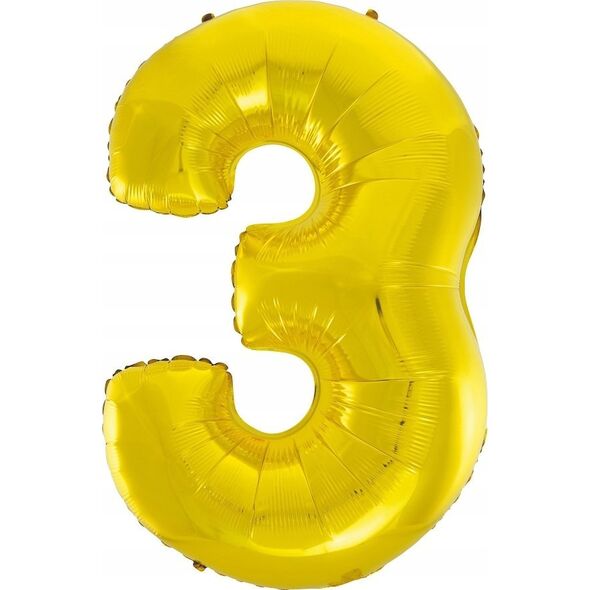 GoDan Balon foliowy Smart cyfra 3 złota 92cm