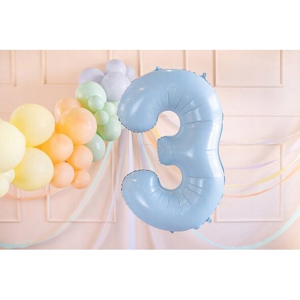 Party Deco Balon foliowy 3 jasny niebieski 72cm