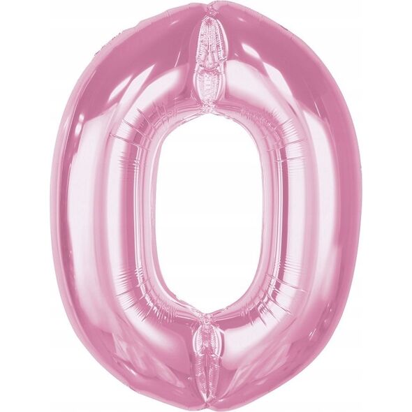 GoDan Balon foliowy cyfra 0 jasnoróżowa Smart 92cm