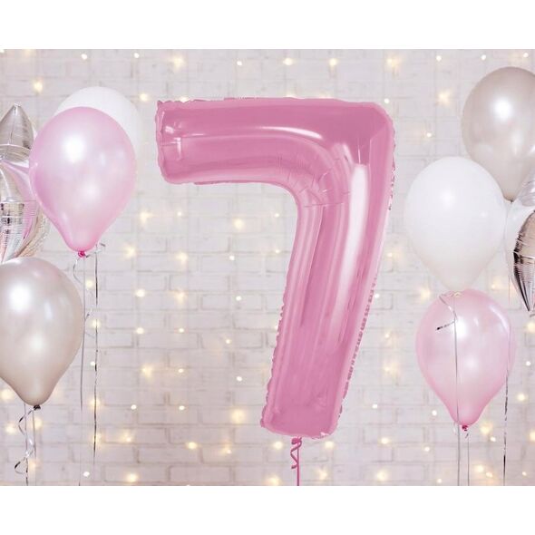 GoDan Balon foliowy cyfra 7 jasnoróżowa Smart 92cm