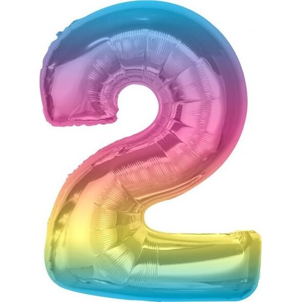 GoDan Balon foliowy cyfra 2 tęczowa Smart 92cm