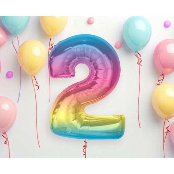 GoDan Balon foliowy cyfra 2 tęczowa Smart 92cm