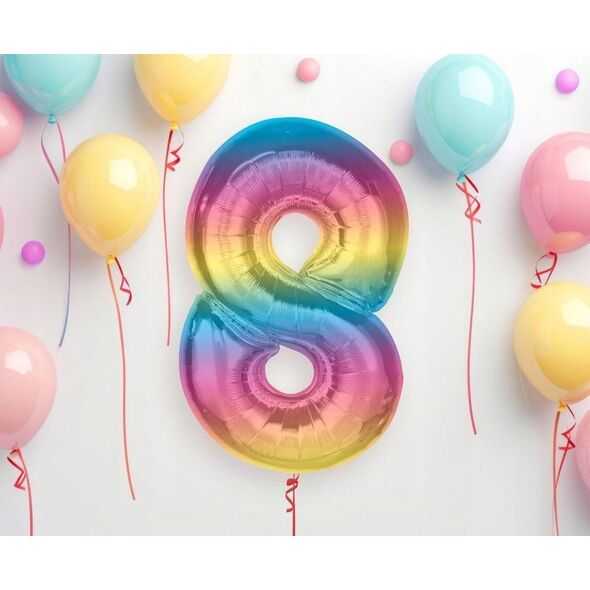 GoDan Balon foliowy cyfra 8 tęczowa Smart 92cm