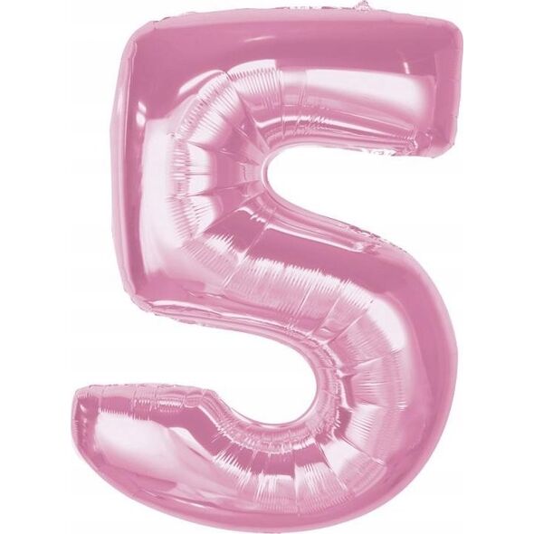 GoDan Balon foliowy cyfra 5 jasnoróżowa Smart 92cm