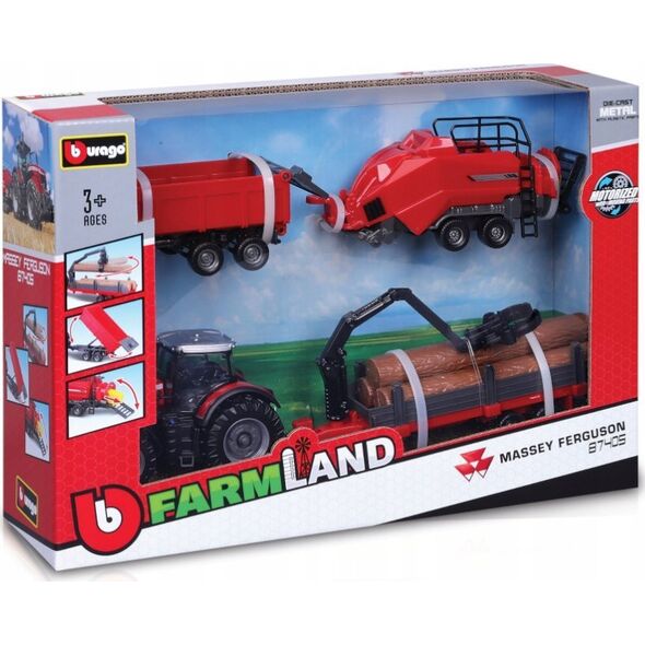 Bburago Tractor Gift Set Massey Ferguson 8740S BBURAGO