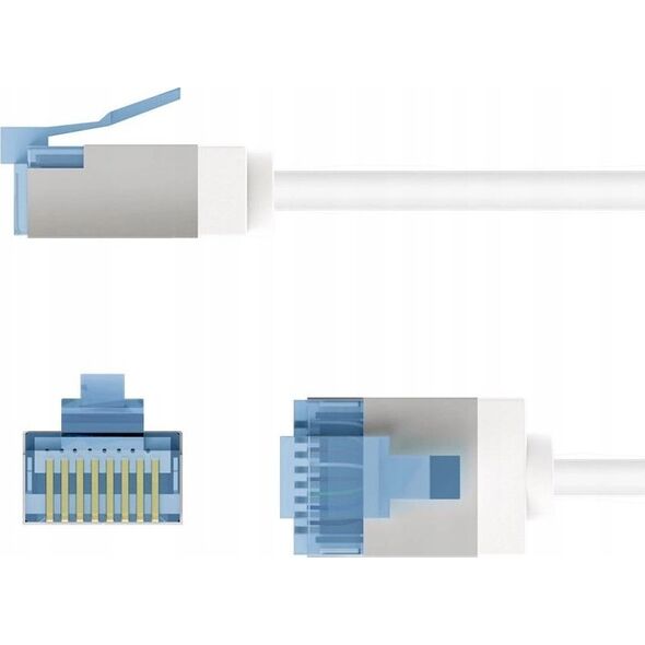 Goobay Ultra-elastyczny CAT 6A kabel krosowy, slim, U/FTP, biały - Długość kabla 0.15 m