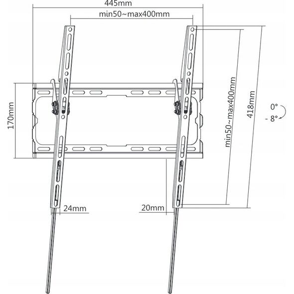 Kivi Slim design: provides a small distance to the wallConvenient design for quick and easy installationFixing screws: hold the TV securelyCompact packaging. 32-70". 45kg max.