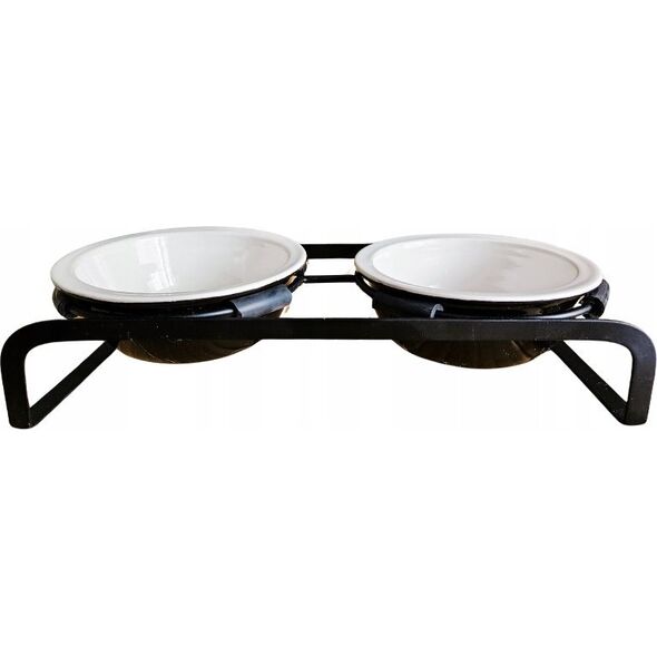 Barry King BARRY KING ZESTAW 2 MISKI                 CERAMICZNE+METALOWY STOJAK DLA KOTA 12cm